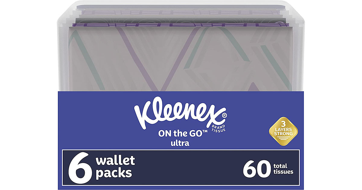 Amazon：Kleenex Slim Wallet Facial Tissues (10 Tissues per Pack, 6 Packs)只賣$2.87